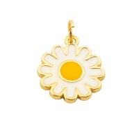 Brass Jewelry Pendants Flower gold color plated fashion jewelry & DIY & for woman & enamel two different colored Approx 3.5mm Sold By PC