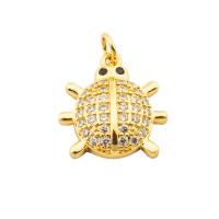 Cubic Zirconia Micro Pave Brass Pendant Turtle gold color plated fashion jewelry & DIY & micro pave cubic zirconia & for woman golden Approx 4mm Sold By PC