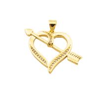 Cubic Zirconia Micro Pave Brass Pendant, Heart, gold color plated, fashion jewelry & DIY & micro pave cubic zirconia & for woman, golden, 25x24x4mm, Hole:Approx 3mm, Sold By PC