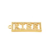 Cubic Zirconia Micro Pave Brass Pendant, Rectangle, gold color plated, fashion jewelry & DIY & micro pave cubic zirconia & for woman, golden, 28x9.50x2mm, Hole:Approx 3.5mm, Sold By PC