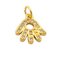 Cubic Zirconia Micro Pave Brass Pendant, Hand, gold color plated, fashion jewelry & DIY & micro pave cubic zirconia & for woman, golden, 13x12x2mm, Hole:Approx 4mm, Sold By PC