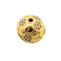 Cubic Zirconia Micro Pave Brass Beads, Basketball, gold color plated, fashion jewelry & DIY & micro pave cubic zirconia & for woman, golden, 14x12x12mm, Hole:Approx 2mm, Sold By PC