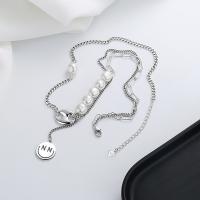 925 Sterling Silver Necklaces with 1.97inch extender chain Antique finish Double Layer & fashion jewelry & for woman nickel lead & cadmium free Length Approx 15.75 Inch Sold By PC