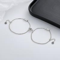 Couple Bracelet and Bangle 925 Sterling Silver with 0.98inch extender chain Antique finish 2 pieces & fashion jewelry & Unisex nickel lead & cadmium free Length Approx 7.09 Inch Sold By Set