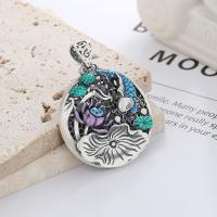 925 Sterling Silver Pendant, 990 Sterling Silver, Antique finish, DIY & enamel, nickel, lead & cadmium free, 41mm, Sold By PC