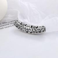 990 Sterling Silver Curved Tube Beads, Antique finish, DIY & hollow, nickel, lead & cadmium free, 12x46mm, Sold By PC