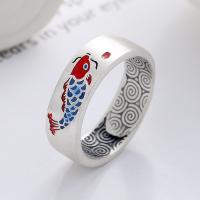 925 Sterling Silver Finger Rings Antique finish fashion jewelry & Unisex & enamel nickel lead & cadmium free 6.5mm Sold By PC