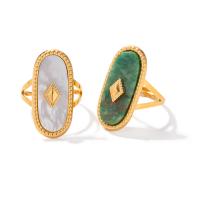 Ring Finger ze stali nierdzewnej, Stal nierdzewna 304, ze Kamień naturalny, Pozłacane 18K, biżuteria moda & dla kobiety, złoty, sprzedane przez PC