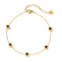 Stainless Steel Anklet 304 Stainless Steel with Black Shell & White Shell with 2.17inch extender chain Vacuum Ion Plating fashion jewelry & for woman golden Sold Per Approx 8.46 Inch Strand