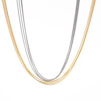 Stainless Steel Jewelry Necklace 304 Stainless Steel with 2.17inch extender chain Vacuum Ion Plating fashion jewelry & multilayer & for woman Sold Per Approx 16.15 Inch Strand