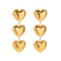 Stainless Steel Drop Earring, 304 Stainless Steel, Heart, 18K gold plated, fashion jewelry & for woman, golden, 44.40x14.20mm, Sold By Pair
