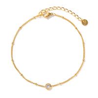 Stainless Steel Anklet 304 Stainless Steel with 1.97inch extender chain Vacuum Ion Plating fashion jewelry & micro pave cubic zirconia & for woman golden Length Approx 8.27 Inch Sold By PC