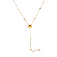 Rustfrit stål smykker halskæde, 304 rustfrit stål, med 2.17inch extender kæde, Stjerne, mode smykker & for kvinde, gylden, Længde Ca. 16.34 inch, Solgt af PC