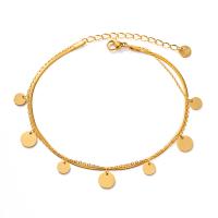 Stainless Steel Anklet, 304 Stainless Steel, with 2.17inch extender chain, Vacuum Ion Plating, Double Layer & fashion jewelry & for woman, golden, Length:Approx 8.27 Inch, Sold By PC