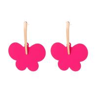 Zinc Alloy Drop Earrings Butterfly stoving varnish fashion jewelry & for woman pink nickel lead & cadmium free Sold By Pair