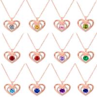 Brass Necklace with 1.96inch extender chain Heart fashion jewelry & for woman & with rhinestone nickel lead & cadmium free Length Approx 18.11 Inch Sold By PC