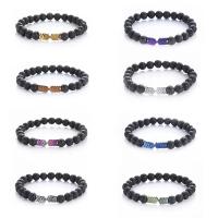Gemstone Bracelets, Lava, with Hematite, fashion jewelry & Unisex, more colors for choice, Sold Per Approx 7.09-7.48 Inch Strand