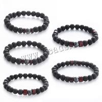 Gemstone Bracelets, Lava, with Labradorite & Wood, fashion jewelry & Unisex & different styles for choice, Sold Per Approx 7.09-7.48 Inch Strand