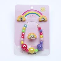 Children Jewelry Set Stud Earring & finger ring & bracelet Resin for children multi-colored Sold By Set
