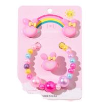 Børn smykker sæt, Stud ørering & fingerring & armbånd, Plastic, Kanin, for børn, flerfarvede, Solgt af sæt