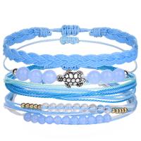 Fashion Create Wax Cord Bracelets with Zinc Alloy handmade Bohemian style & adjustable & for woman Sold By Set