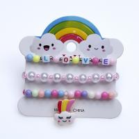 Children Bracelet & Bangle Plastic three pieces & for children multi-colored Inner Approx 45mm Sold By Set