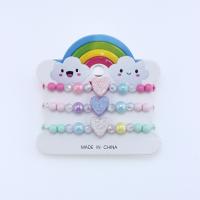 Children Bracelet & Bangle Resin Heart three pieces & for children multi-colored Inner Approx 45mm Sold By Set