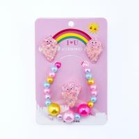 Children Jewelry Set Stud Earring & finger ring & bracelet Resin Ice Cream for children multi-colored Sold By Set