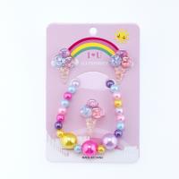 Children Jewelry Set Stud Earring & finger ring & bracelet Resin Ice Cream for children multi-colored Sold By Set