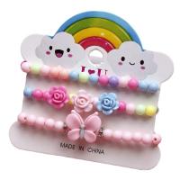 Enfants bracelet, plastique, papillon, trois pièces & pour les enfants, multicolore, Diamètre intérieur:Environ 45mm, Vendu par fixé