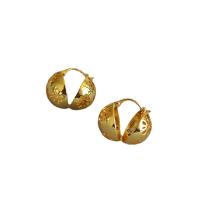Laiton Leverback boucle d'oreille, Plaqué or 18K, bijoux de mode & pour femme & creux, protéger l'environnement, sans nickel, plomb et cadmium, 20x15mm, Vendu par paire