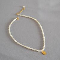 Freshwater Pearl Brass Necklace with Freshwater Pearl with 5CM extender chain gold color plated fashion jewelry & for woman nickel lead & cadmium free Length Approx 37 cm Sold By PC