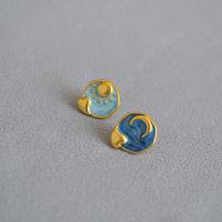 Brass Stud Earring, gold color plated, fashion jewelry & for woman & enamel, mixed colors, nickel, lead & cadmium free, 20mm, Sold By Pair