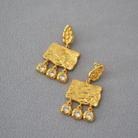 Brass Drop Earring, gold color plated, fashion jewelry & micro pave cubic zirconia & for woman, nickel, lead & cadmium free, 25x42mm, Sold By Pair
