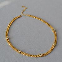 Brass Necklace with 6CM extender chain matte gold color plated fashion jewelry & micro pave cubic zirconia & for woman nickel lead & cadmium free Length Approx 41 cm Sold By PC