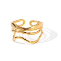 Vinger Ring in edelstaal, 304 roestvrij staal, plated, mode sieraden, gouden, 12.10mm, Binnendiameter:Ca 17.3mm, Verkocht door PC