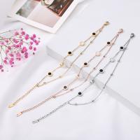 Stainless Steel Jewelry Bracelet, 304 Stainless Steel, with Black Agate & White Shell, with 45mm extender chain, plated, Double Layer & fashion jewelry, more colors for choice, 7mm, Length:170 mm, Sold By PC