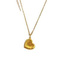 Acier titane collier, avec 2inch chaînes de rallonge, coeur, Plaqué d'or, chaîne ovale & pour femme, Longueur:Environ 15.7 pouce, Vendu par PC