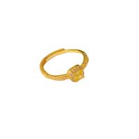 Brass Cuff Finger Ring Square real gold plated adjustable & for woman & with rhinestone Sold By PC