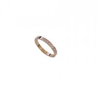 Partículas de acero anillo de los pares, chapado en oro de rosa real, con número romano & diverso tamaño para la opción & para la pareja & con diamantes de imitación, tamaño:6-9, Vendido por Set