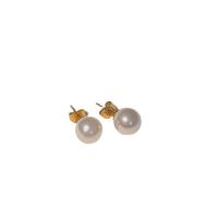 Plastic Pearl Stud Earring with 304 Stainless Steel gold color plated & for woman Sold By Pair