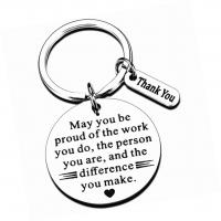 304 Stainless Steel Key Clasp, Flat Round, polished, Unisex & with letter pattern, original color, 30x30mm, Sold By PC