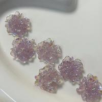 Resin Smycken Pärlor, Harts, Blomma, DIY, purpur, 20x20mm, 100PC/Lot, Säljs av Lot