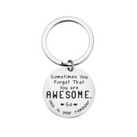 304 Stainless Steel Key Clasp, Flat Round, polished, Unisex & different size for choice & with letter pattern, original color, Sold By PC