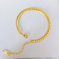 титан браслет, с 2inch наполнитель цепи, плакированный настоящим золотом, ювелирные изделия моды & Женский, длина:Приблизительно 5.9 дюймовый, продается PC