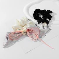 Ponytail Holder, Cloth, with Plastic Pearl, handmade, different styles for choice & for woman & with rhinestone, more colors for choice, Sold By PC