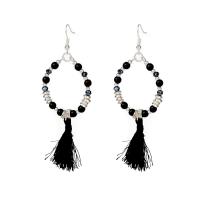 Fashion Fringe Earrings, Acrylic, with Tibetan Style, fashion jewelry & for woman, 75x33mm, Sold By Pair