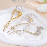 Hair Barrettes Zinc Alloy with Plastic Pearl & for woman golden nickel lead & cadmium free Sold By PC