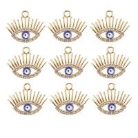 Evil Eye Pendants, Tibetan Style, enamel & with rhinestone, golden, nickel, lead & cadmium free, 18x22mm, Sold By PC