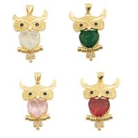 Cubic Zirconia Micro Pave Brass Pendant, Owl, gold color plated, fashion jewelry & micro pave cubic zirconia & for woman, more colors for choice, 28x19x7mm, Hole:Approx 3mm, Sold By PC